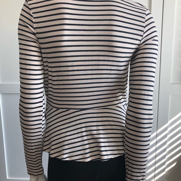 Navy cream long sleeve stripe top with front tie - Picture 5 of 5